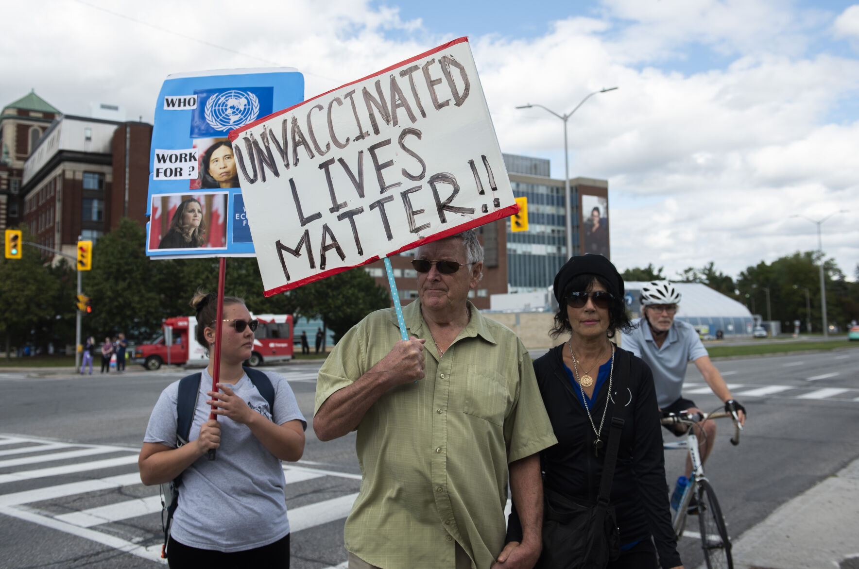 APTOPIX Canada Vaccine Outbreak Hospital Protests
